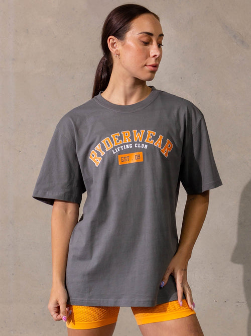 Varsity Oversized T-Shirt Charcoal