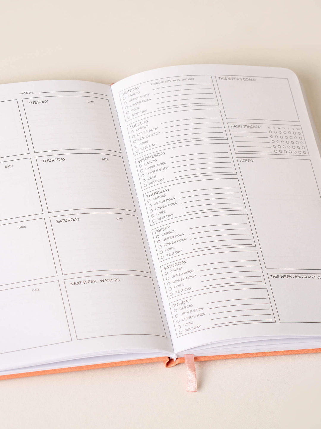 Weekly Planner - Peach Accessories Ryderwear