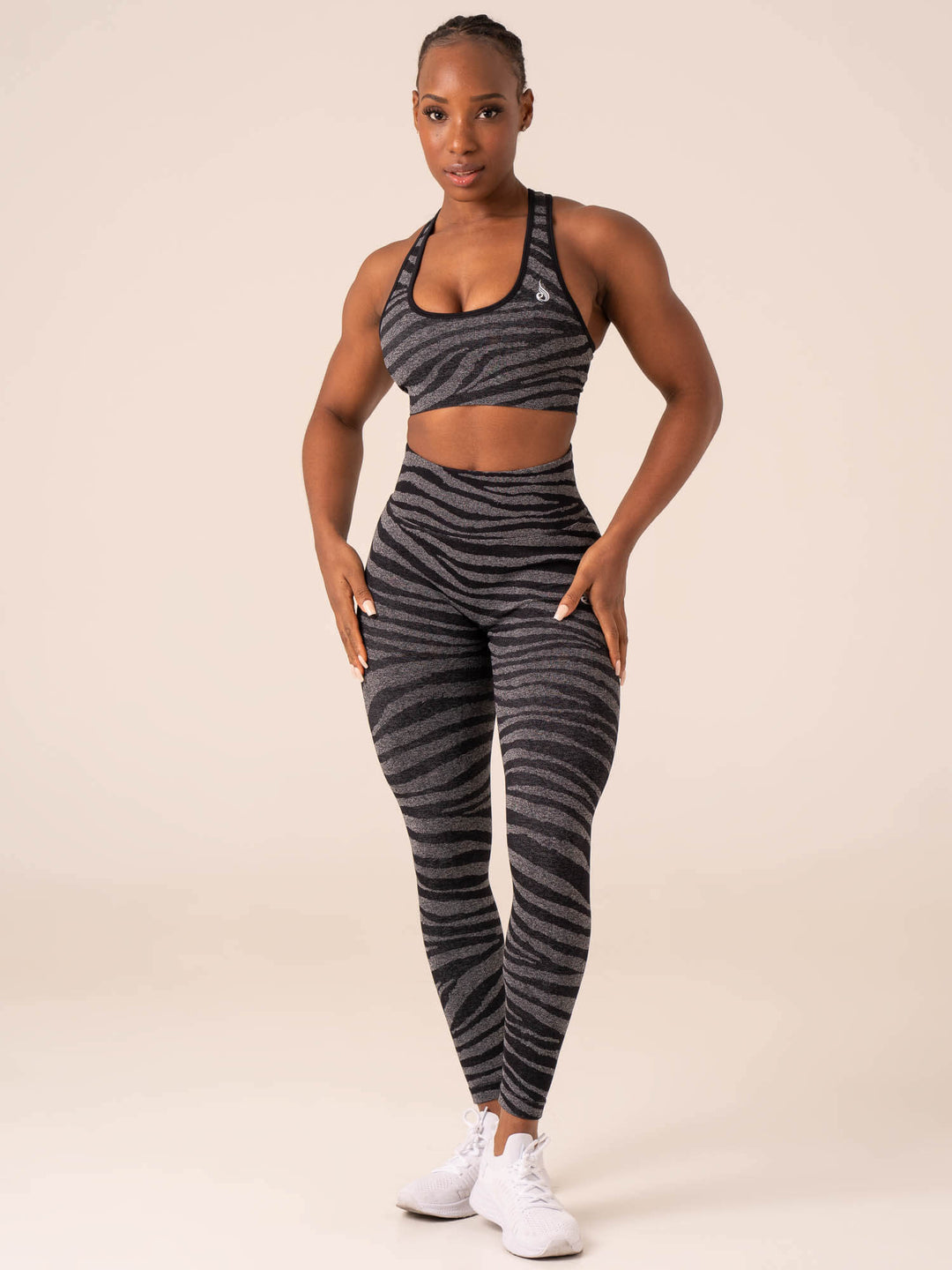 Zebra Seamless Sports Bra - Grey Marl / Black Zebra Clothing Ryderwear