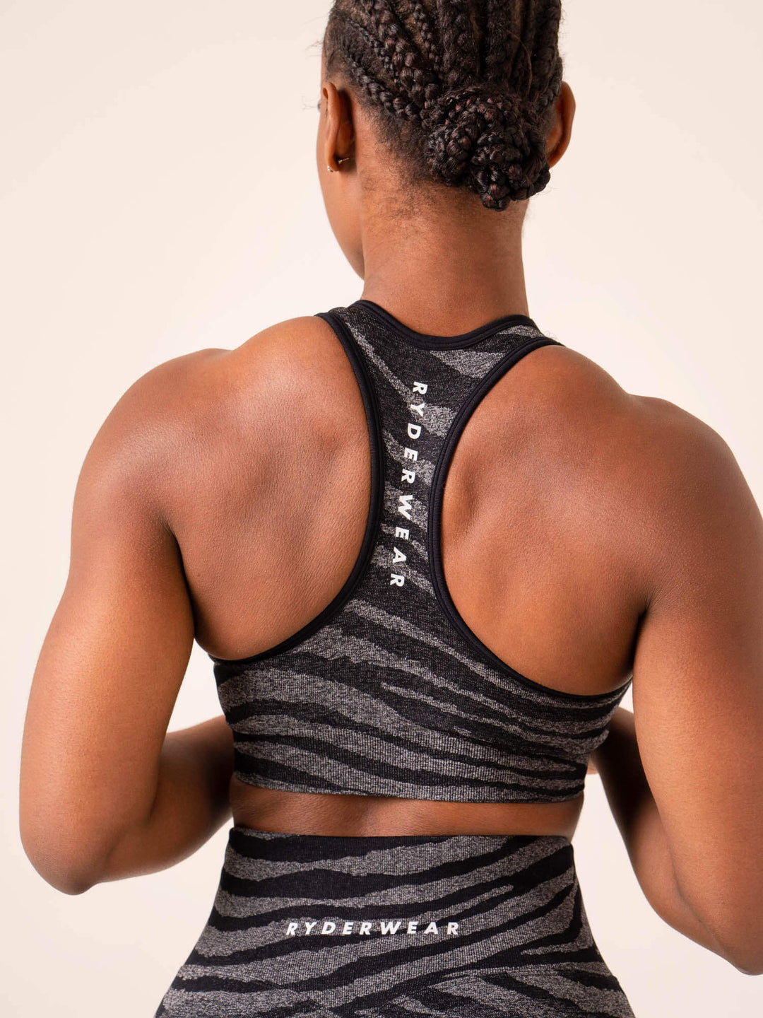 Zebra Seamless Sports Bra - Grey Marl / Black Zebra Clothing Ryderwear