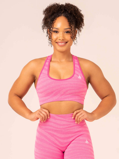 Zebra Seamless Sports Bra Pink Zebra
