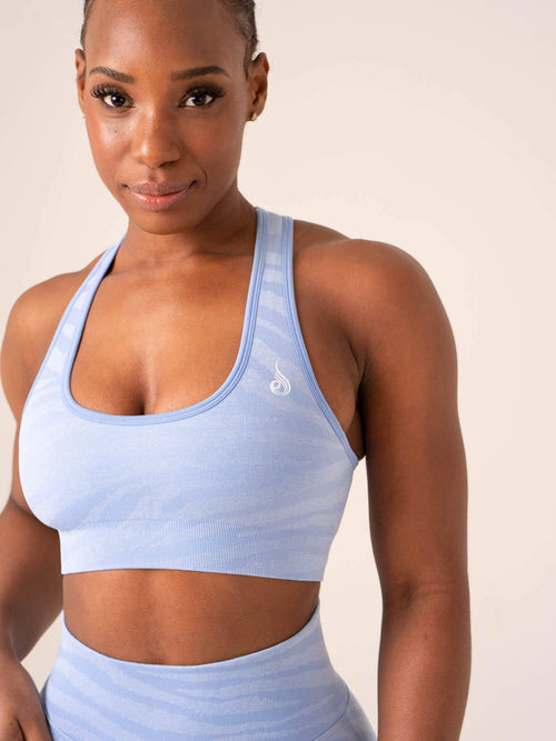 Zebra Seamless Sports Bra Sky Blue Zebra