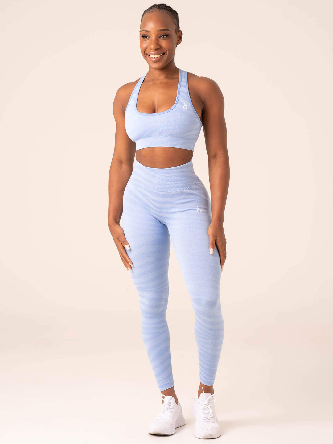 Zebra Seamless Sports Bra - Sky Blue Zebra Clothing Ryderwear