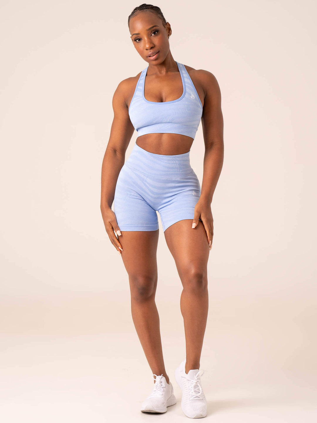 Zebra Seamless Sports Bra - Sky Blue Zebra Clothing Ryderwear