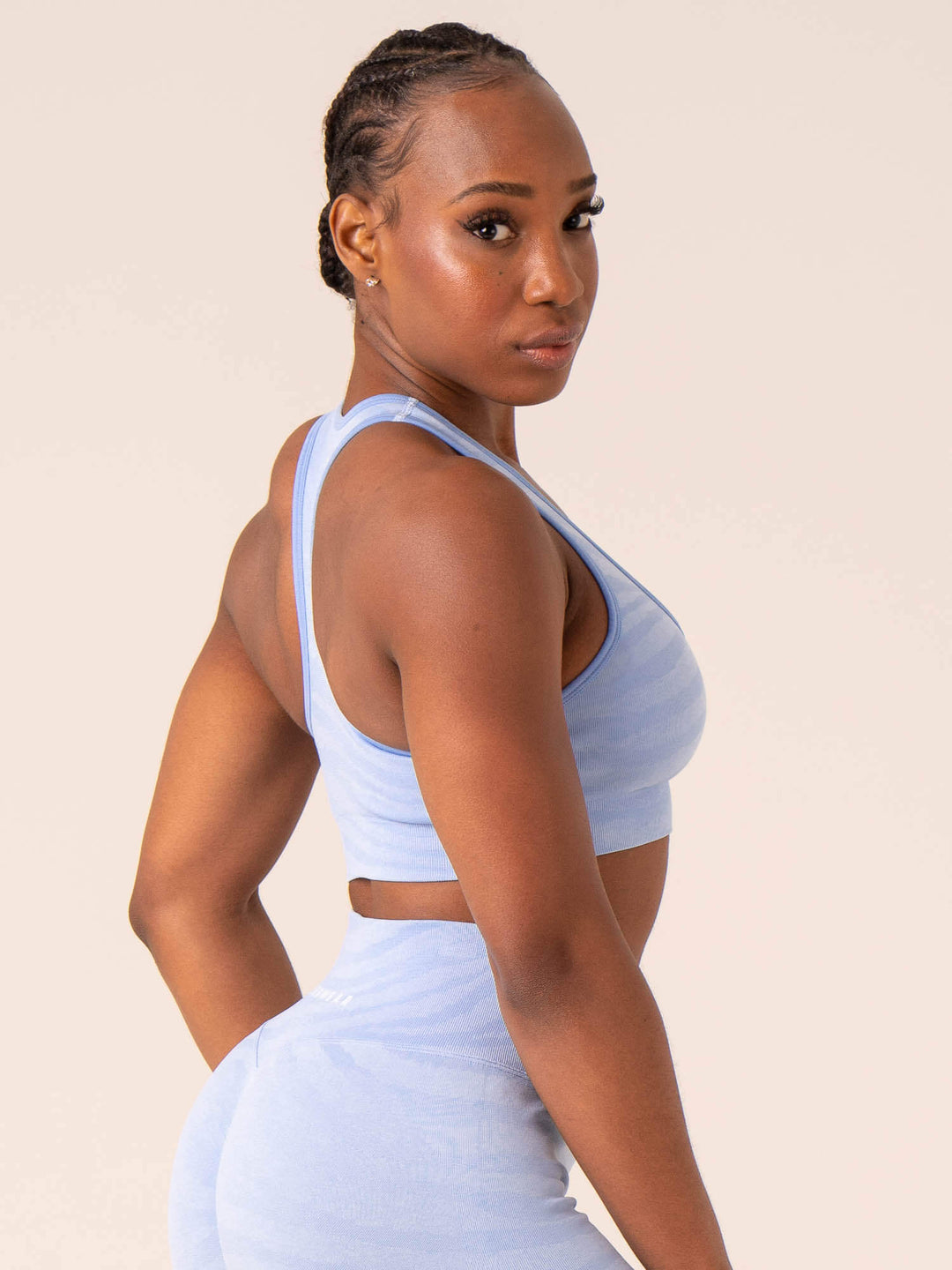Zebra Seamless Sports Bra - Sky Blue Zebra Clothing Ryderwear