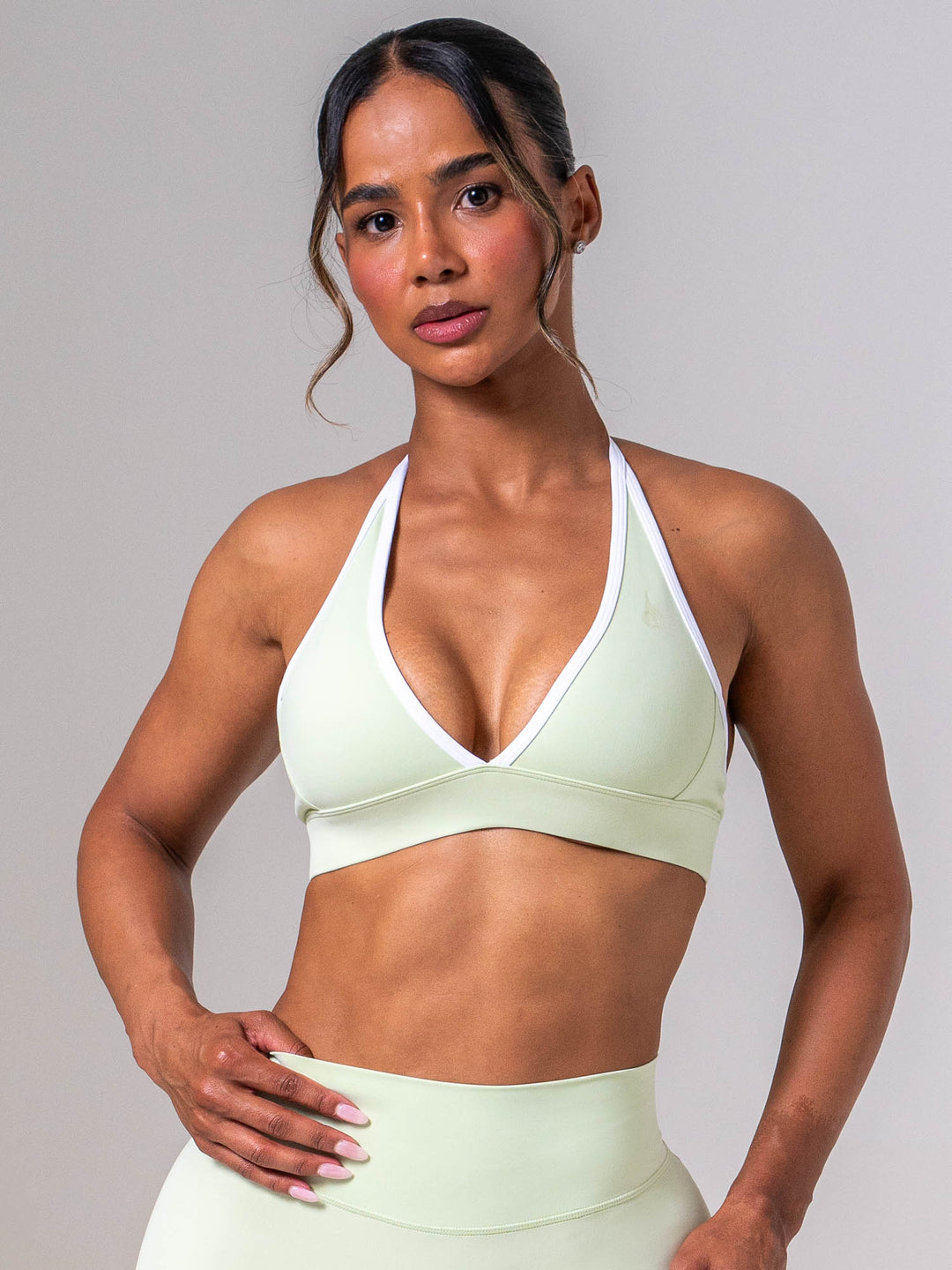 NKD Contrast Halter Bra - Matcha