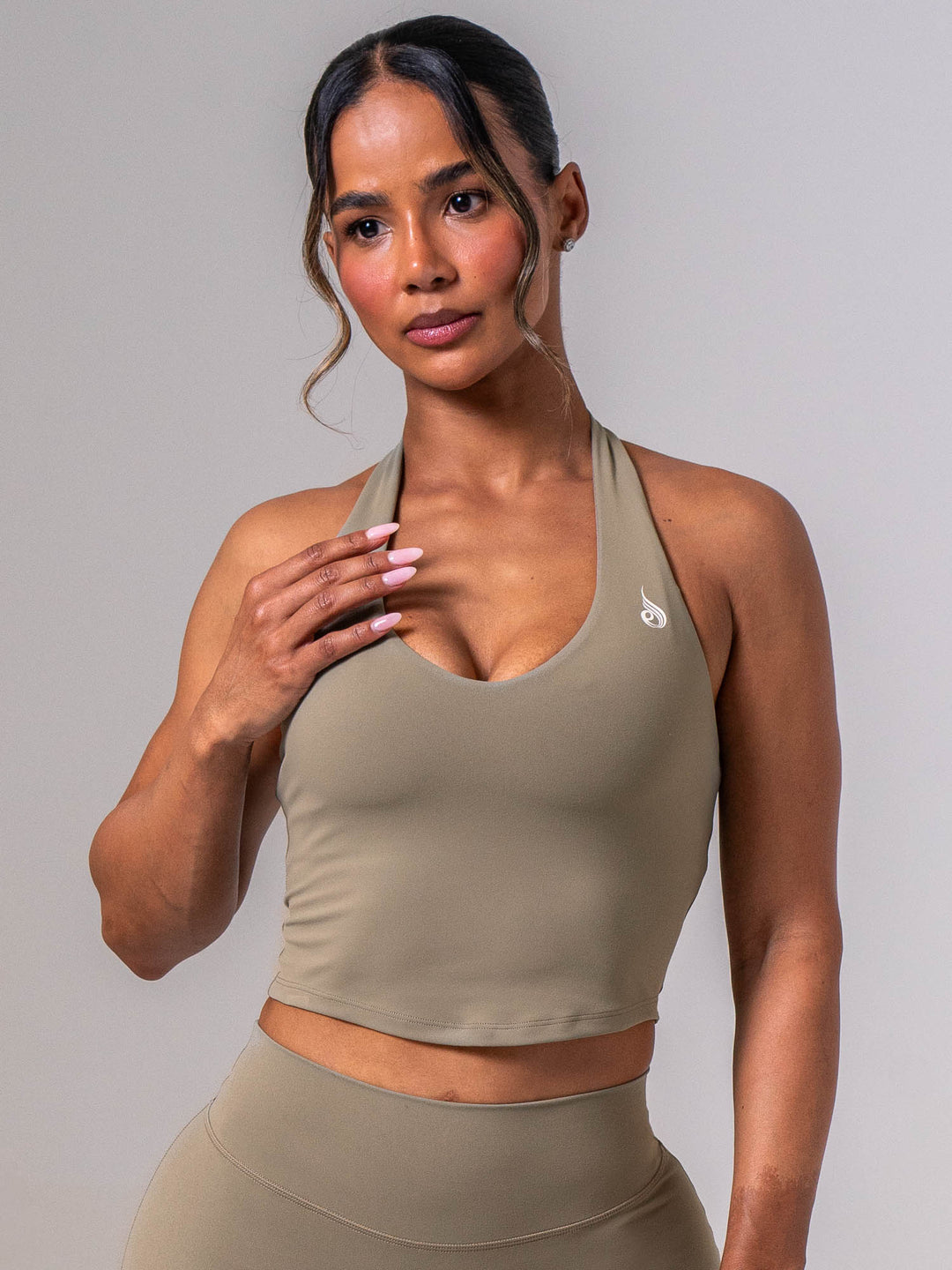 NKD Halter Shelf Tank - Dusty Olive