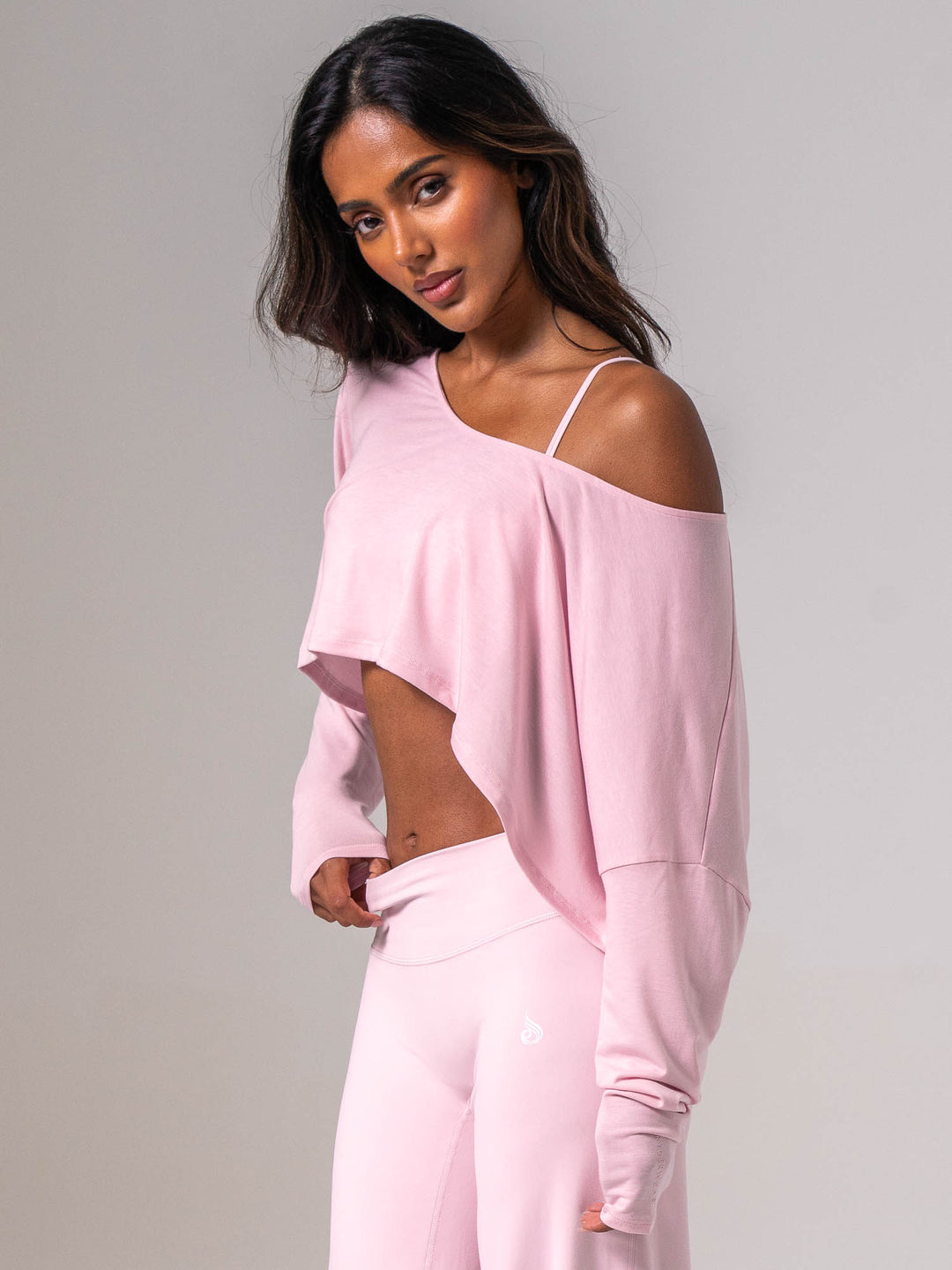 Slouchy Off Shoulder Top - Fairy Floss