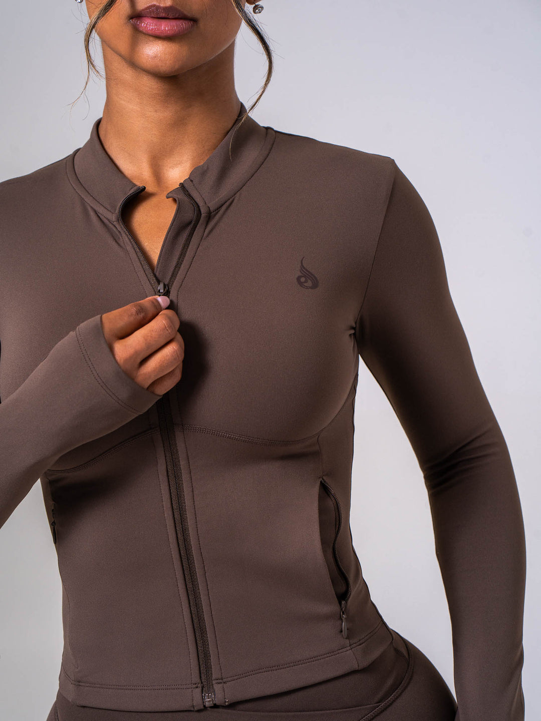 NKD Cropped Zip Jacket - Espresso