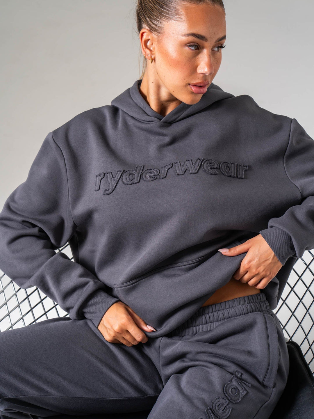 Applique Hoodie - Charcoal Clothing Ryderwear 