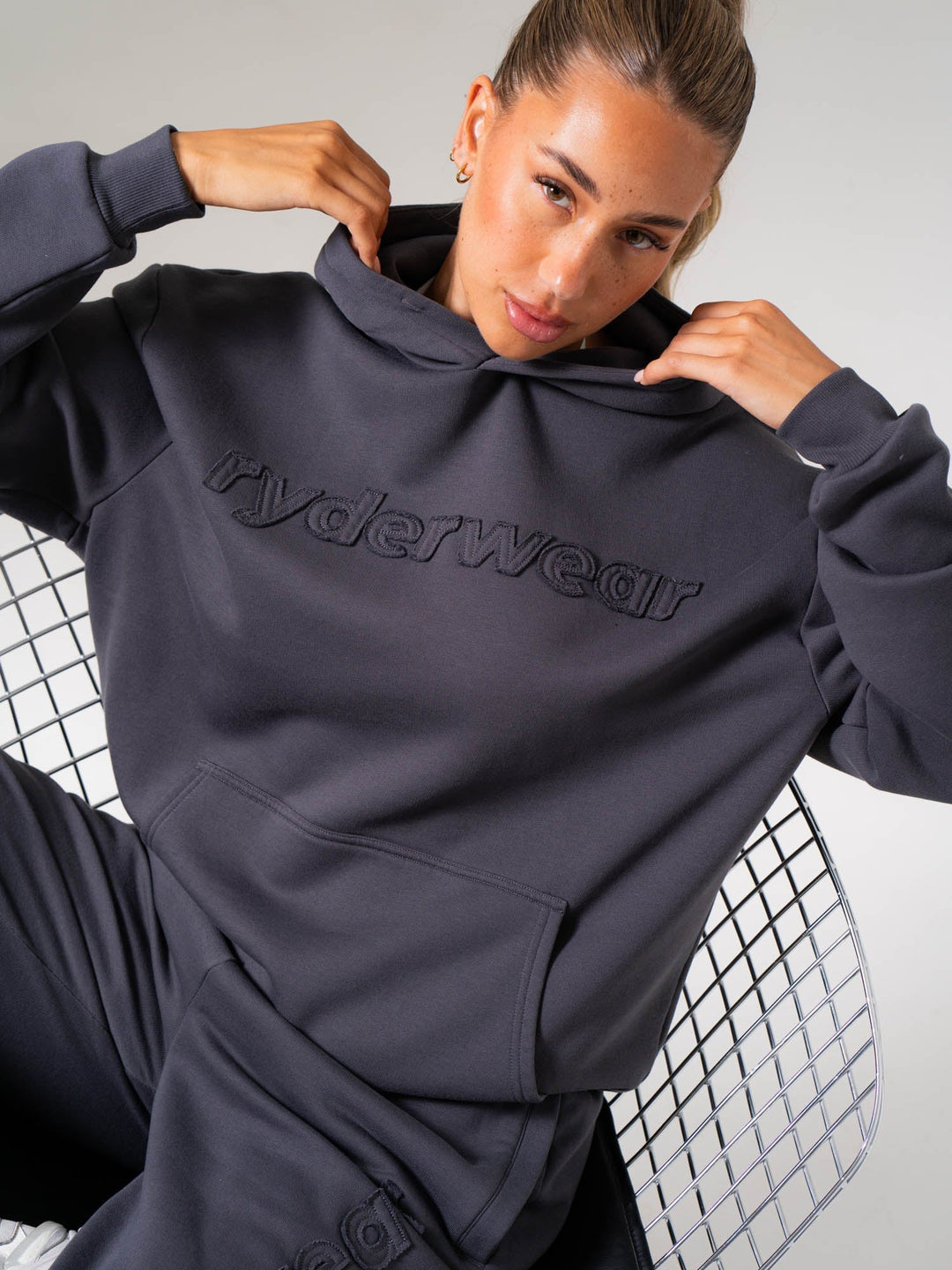 Applique Hoodie - Charcoal Clothing Ryderwear 