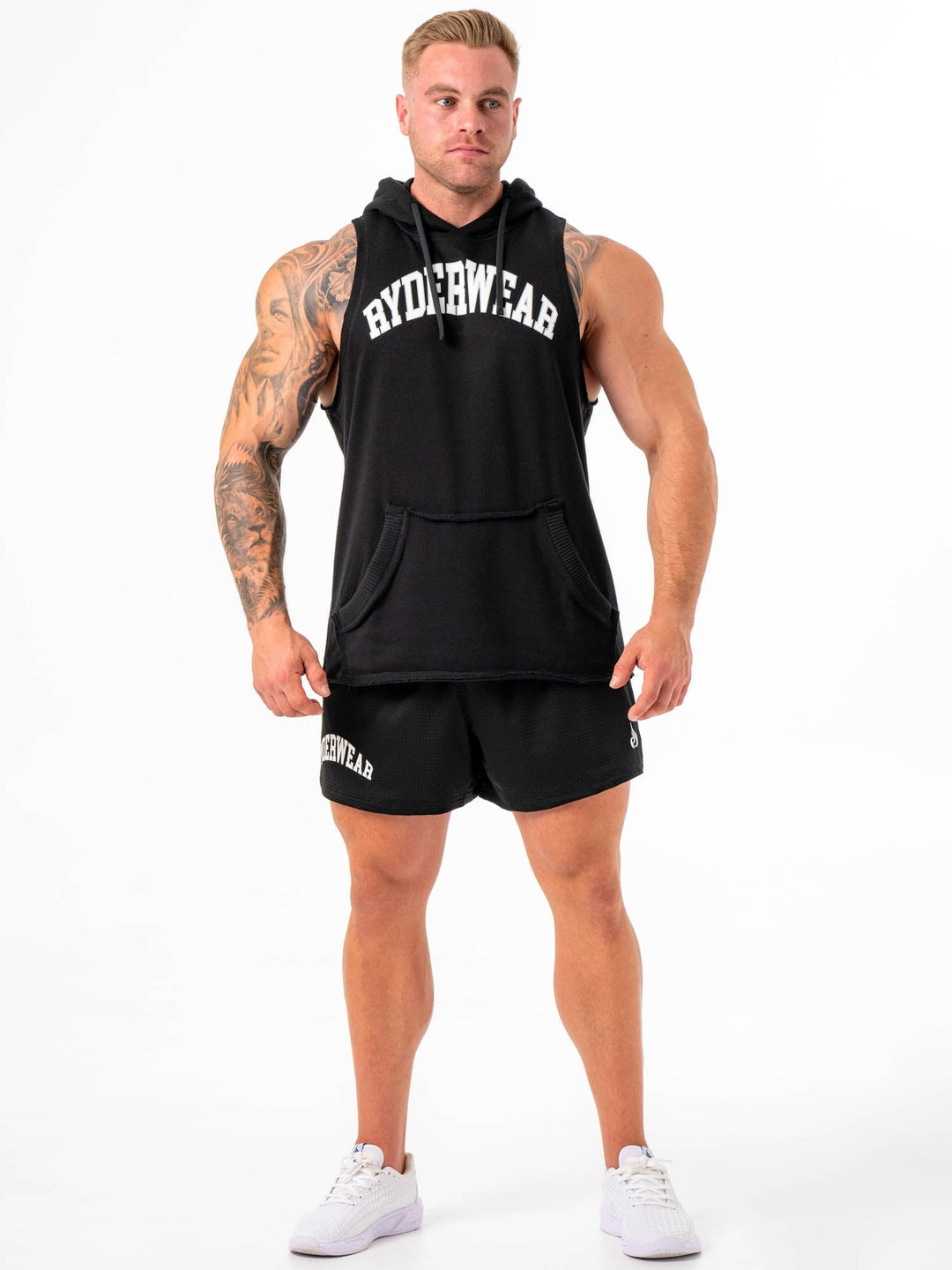Collegiate Sleeveless Hoodie - Black Clothing Ryderwear 