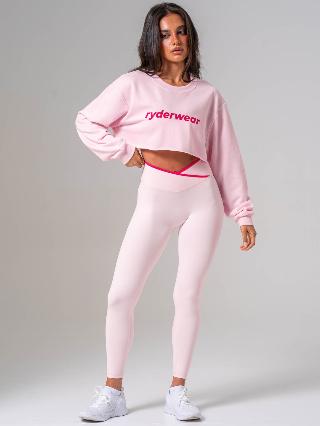 Contrast Cropped Sweater - Pink On Pink Clothing Ryderwear 