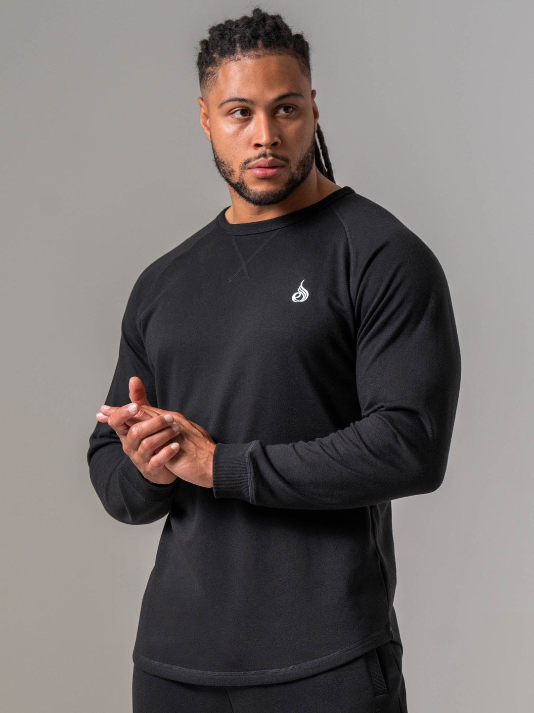 Crew Neck - Black Clothing Ryderwear 