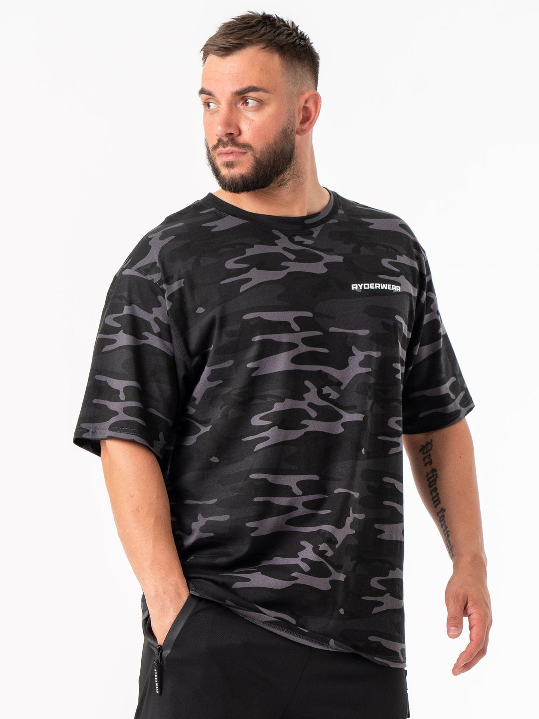 Energy Oversized T-Shirt - Black Camo Clothing Ryderwear 