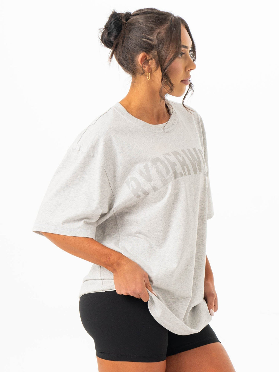 Force Oversized T-Shirt - Chalk Grey Marl Clothing Ryderwear 