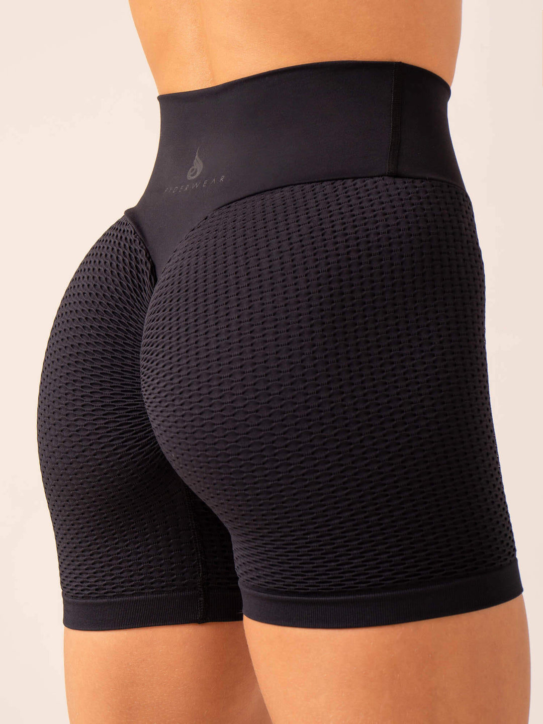 Honeycomb Scrunch Seamless Shorts - Black Clothing Ryderwear 