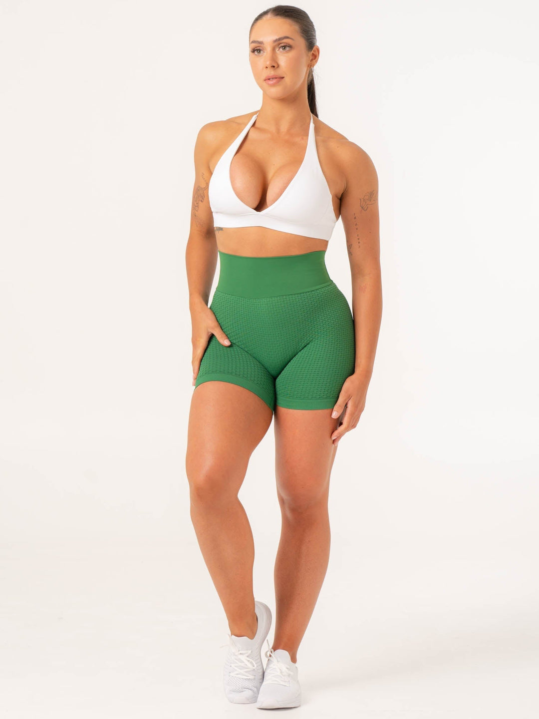 Honeycomb Scrunch Seamless Shorts - Fern Green Clothing Ryderwear 