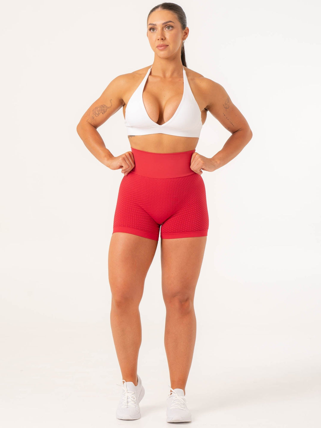 Honeycomb Scrunch Seamless Shorts - Lipstick Red Clothing Ryderwear 