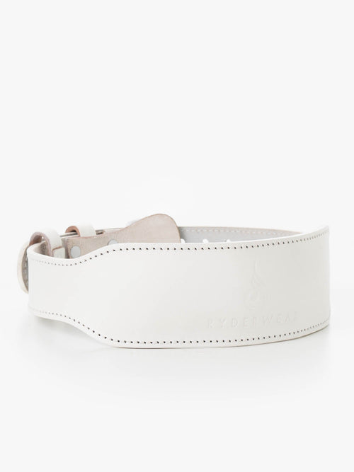 Leather Lifting Belt Matte White