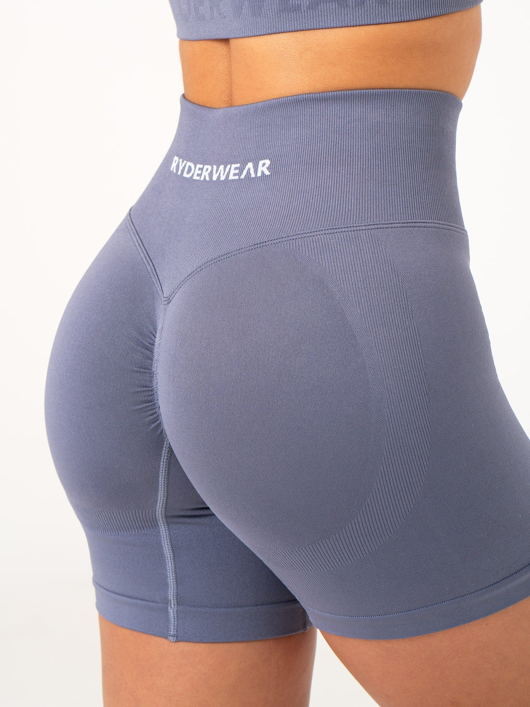 Lift BBL Scrunch Seamless Shorts - Slate Blue Clothing Ryderwear 