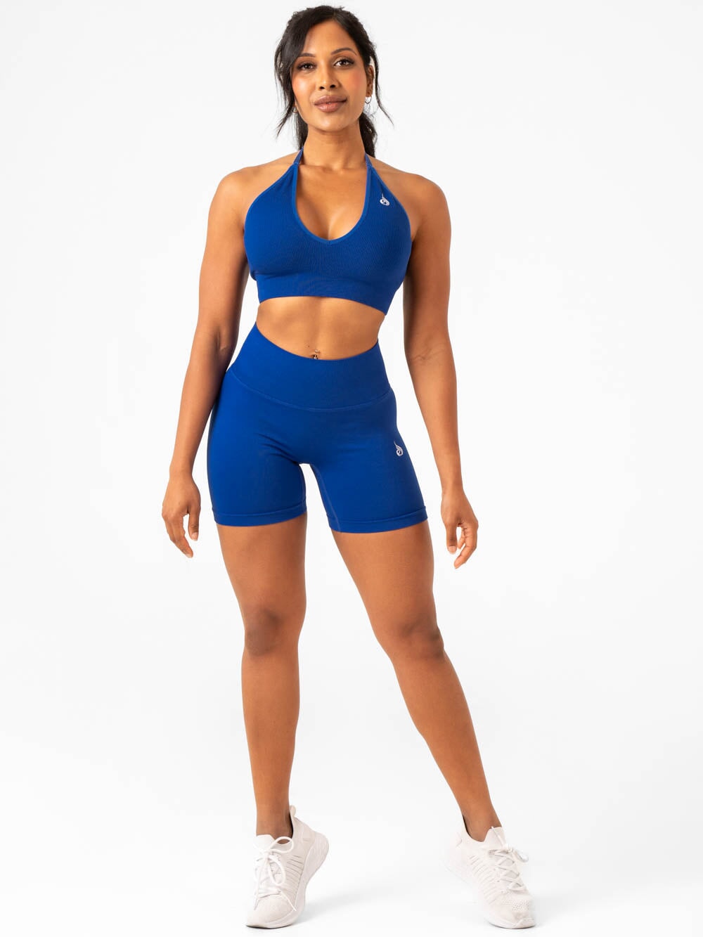 Lift Rib Seamless Halter Sports Bra - Cobalt Blue Clothing Ryderwear 