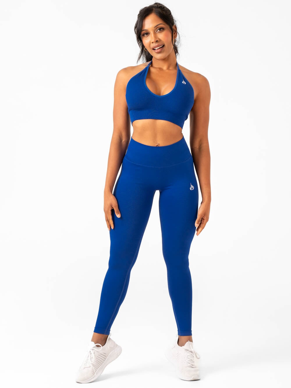 Lift Rib Seamless Halter Sports Bra - Cobalt Blue Clothing Ryderwear 