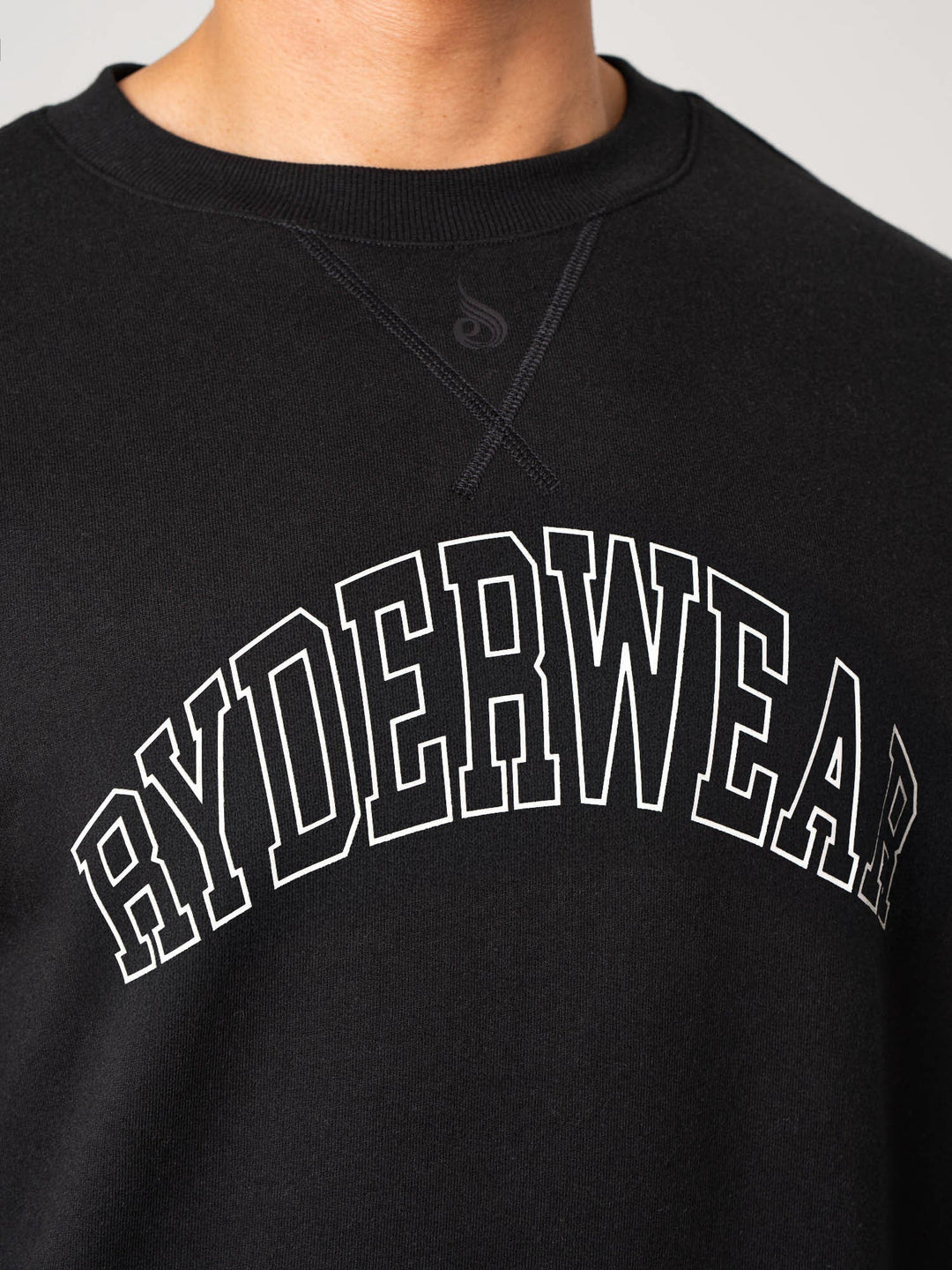 Men's Collegiate Crew Neck - Black Clothing Ryderwear 