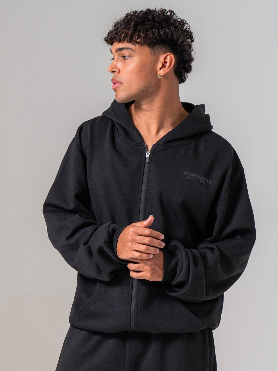 Mens Track Jacket - Black Clothing Ryderwear 