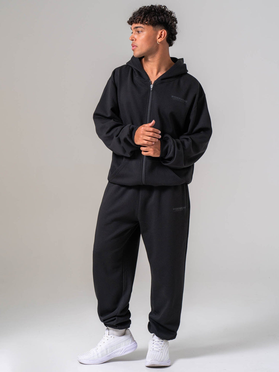 Mens Track Jacket - Black Clothing Ryderwear 