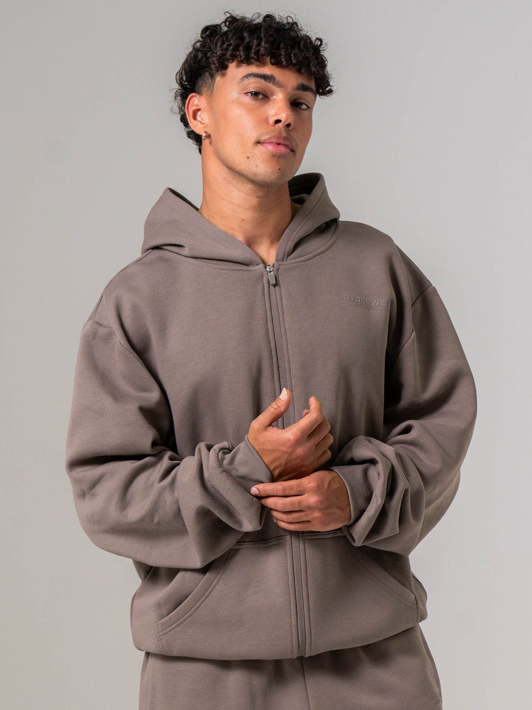 Mens Track Jacket - Deep Taupe Clothing Ryderwear 
