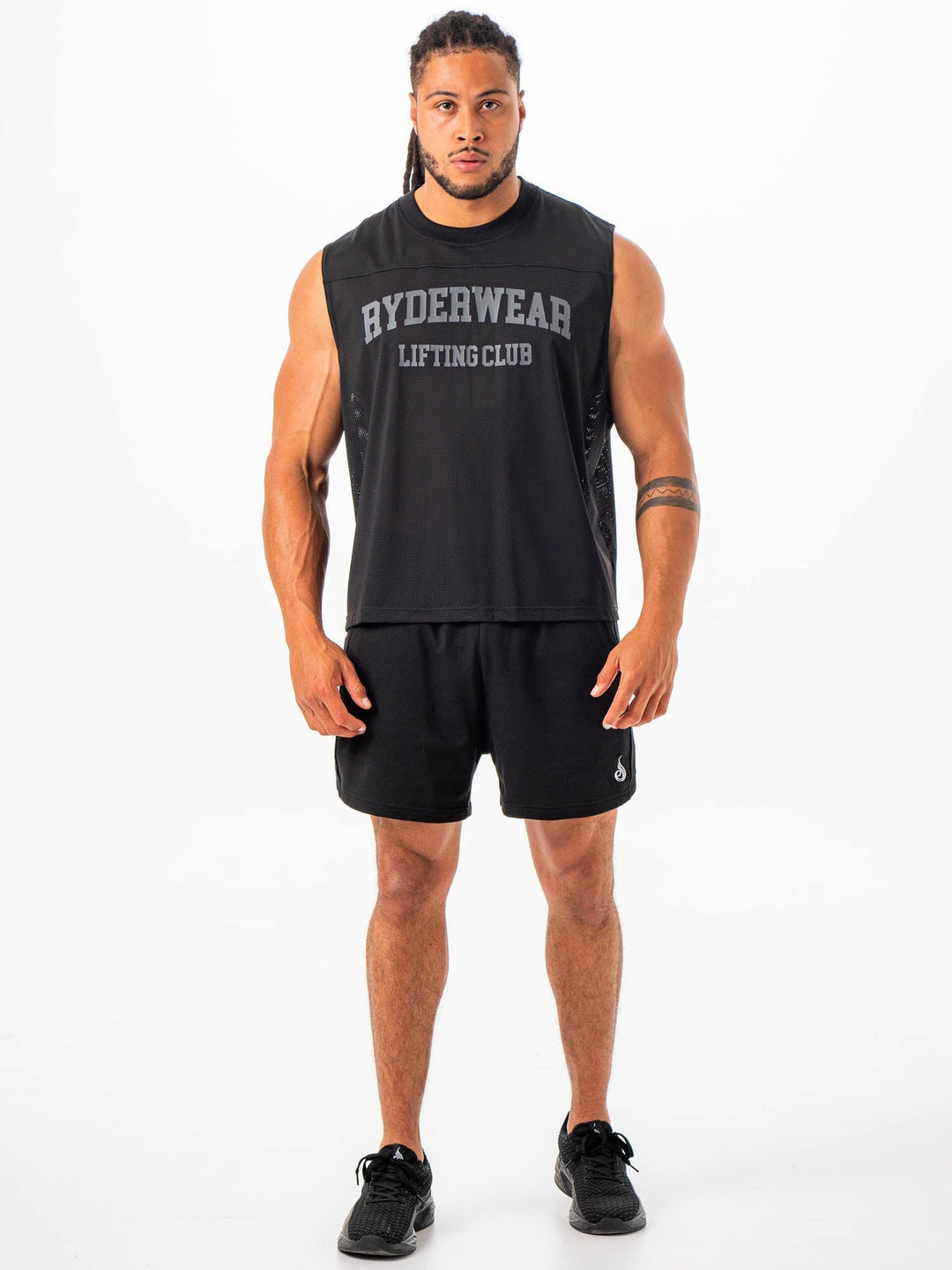 Mesh Flex Muscle Tank - Black Clothing Ryderwear 