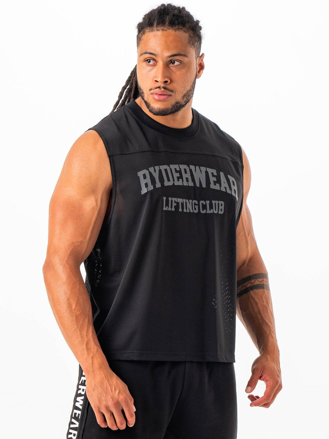 Mesh Flex Muscle Tank - Black Clothing Ryderwear 