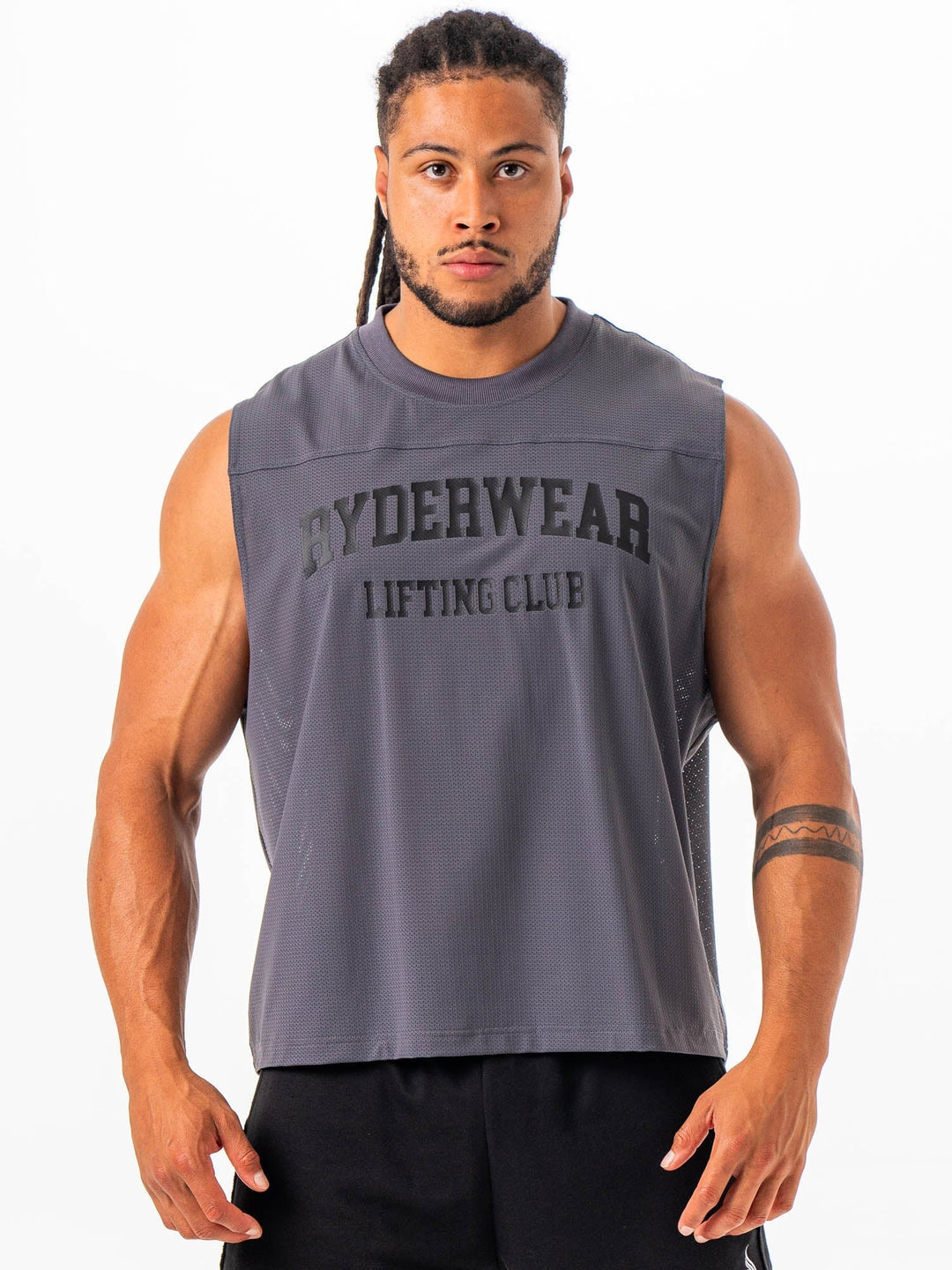 Mesh Flex Muscle Tank - Charcoal Clothing Ryderwear 