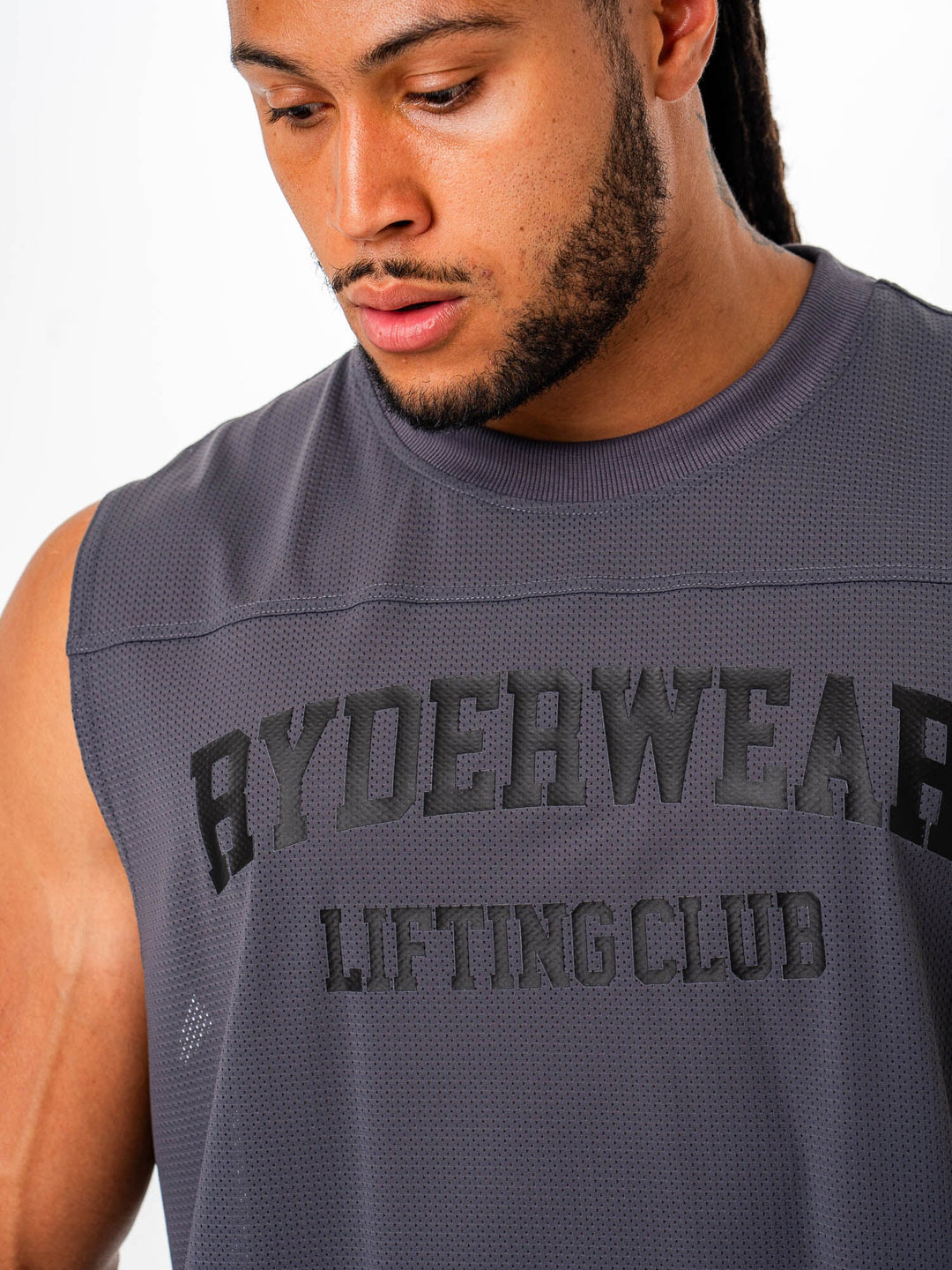 Mesh Flex Muscle Tank - Charcoal Clothing Ryderwear 