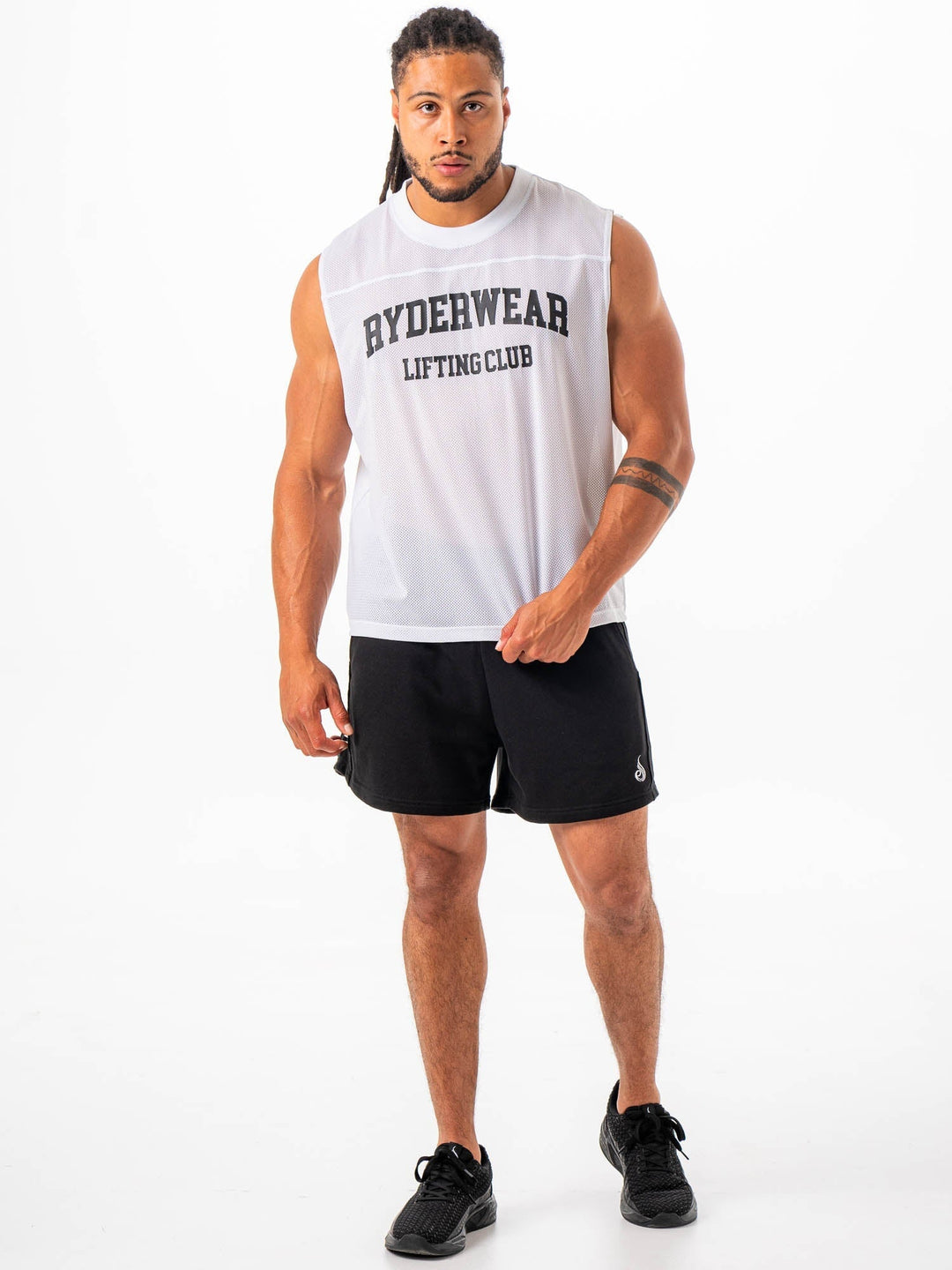 Mesh Flex Muscle Tank - White Clothing Ryderwear 