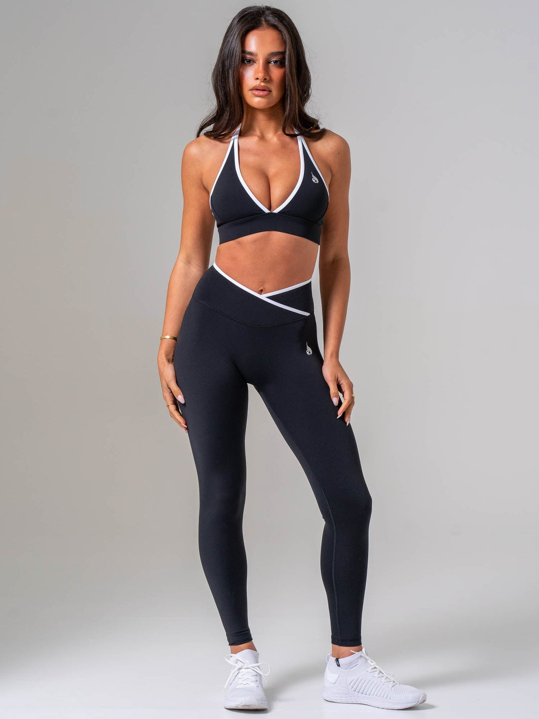 NKD Contrast Halter Bra - Black/white Clothing Ryderwear 