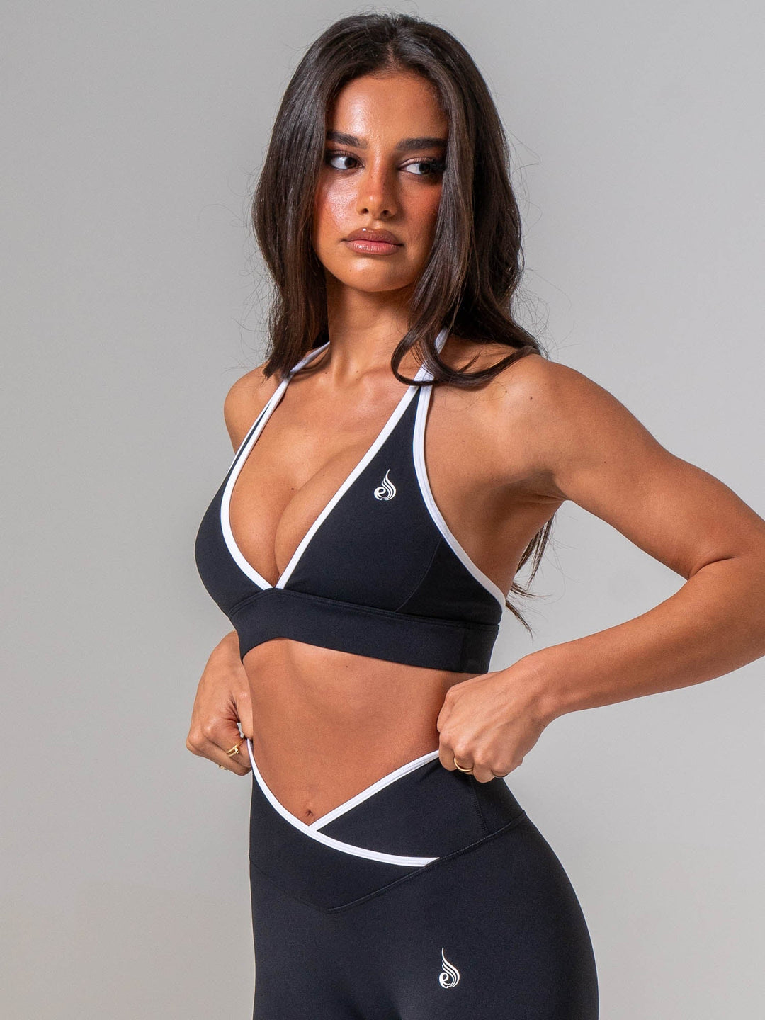 NKD Contrast Halter Bra - Black/white Clothing Ryderwear 