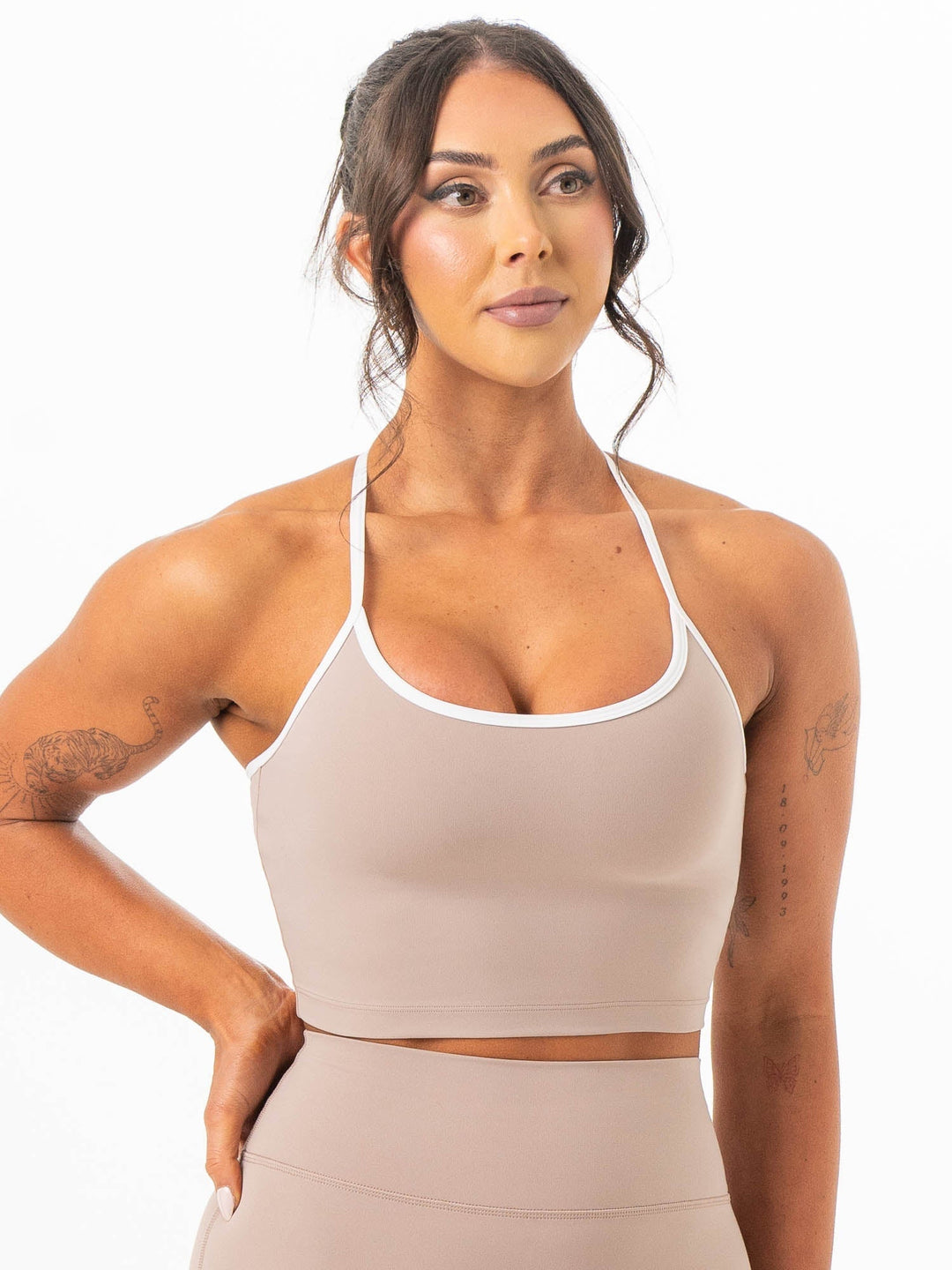 NKD Contrast Shelf Bra Tank - Almond Clothing Ryderwear 