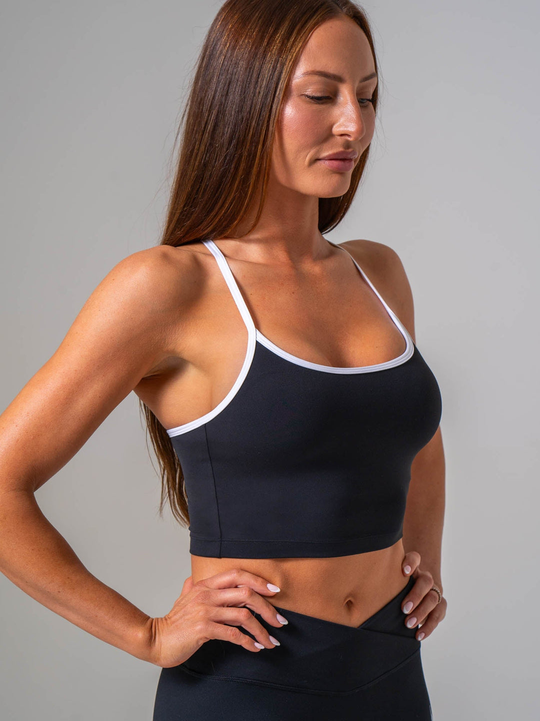 NKD Contrast Shelf Bra Tank - Black Clothing Ryderwear 