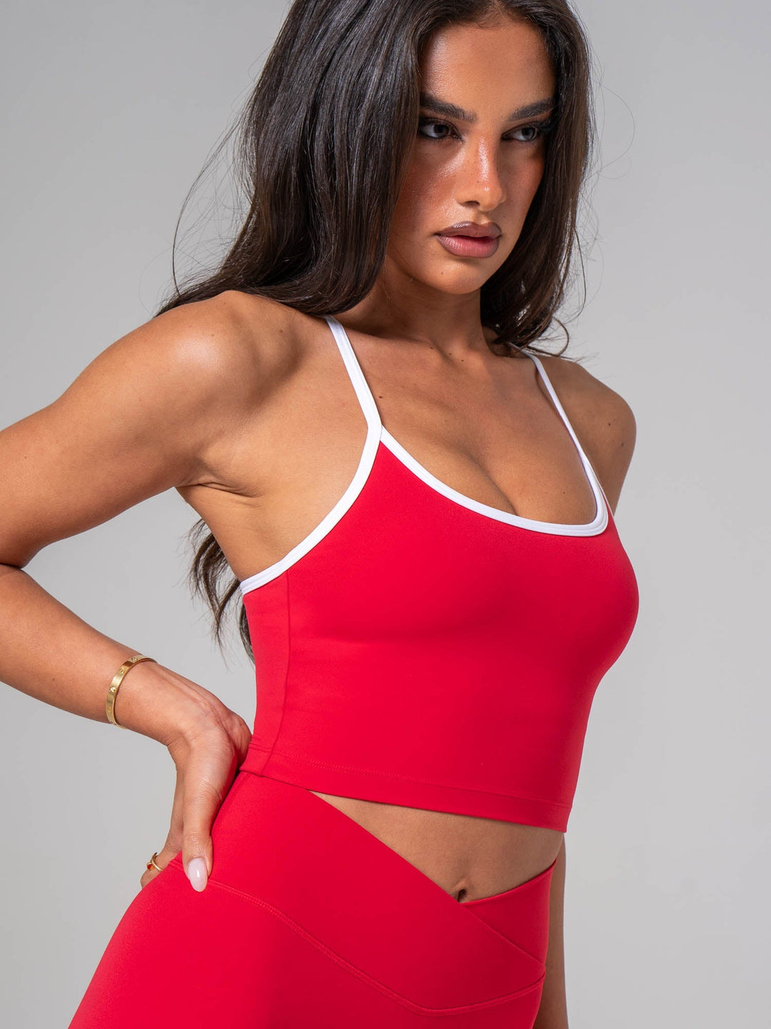 NKD Contrast Shelf Bra Tank - Cherry Clothing Ryderwear 