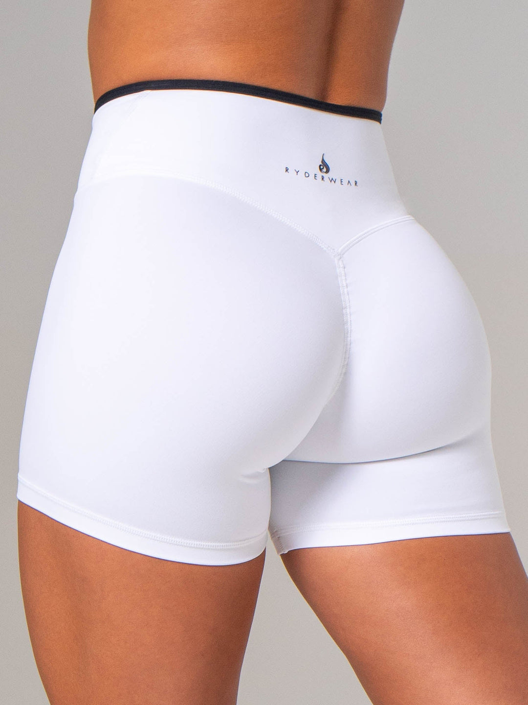 NKD Cross Over Contrast Invisible Scrunch Shorts - White/black Clothing Ryderwear 