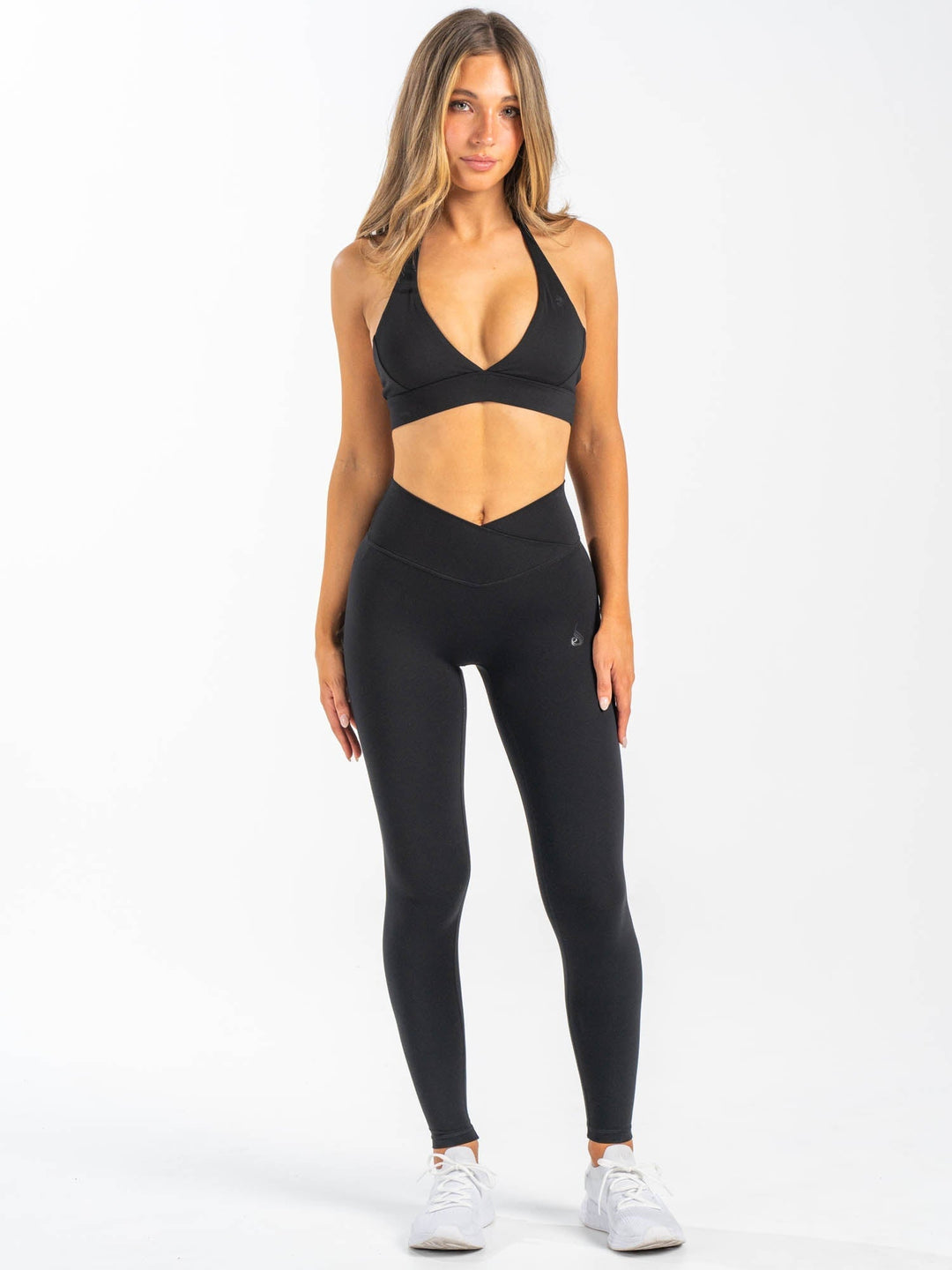 NKD Cross Waist Band Leggings - Black Clothing Ryderwear 