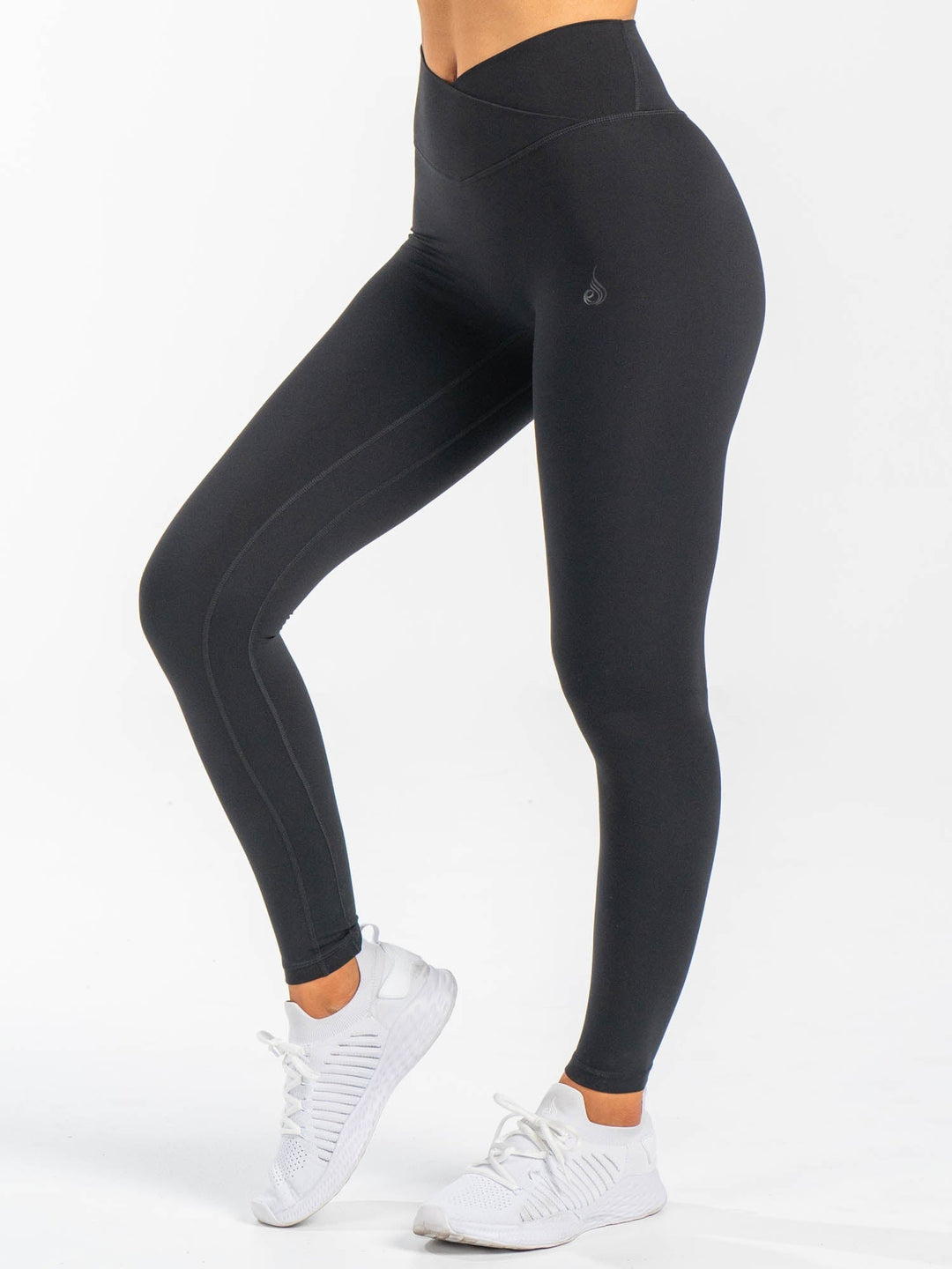 NKD Cross Waist Band Leggings - Black Clothing Ryderwear 