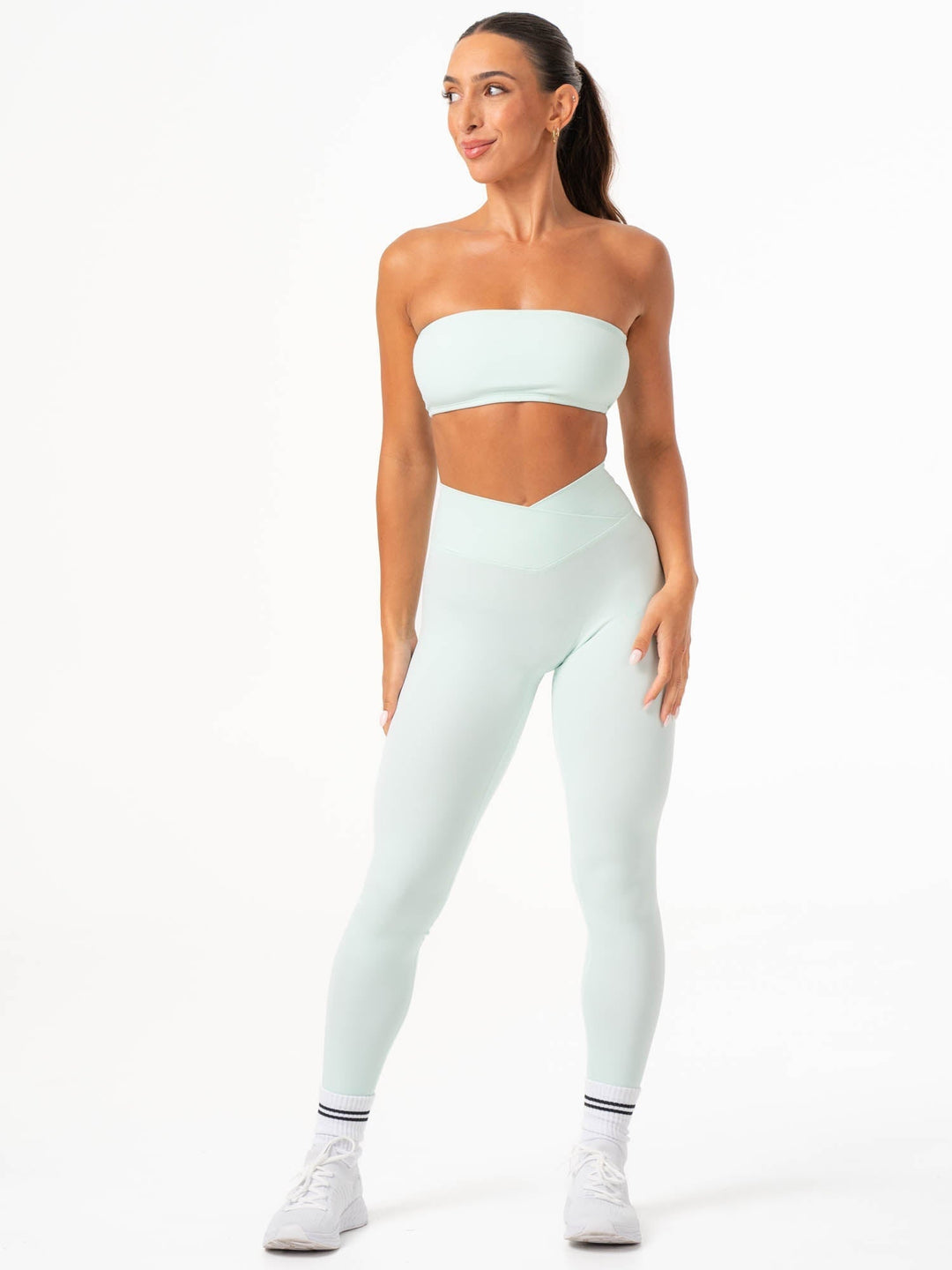 NKD Cross Waist Band Leggings - Cool Mint Clothing Ryderwear 