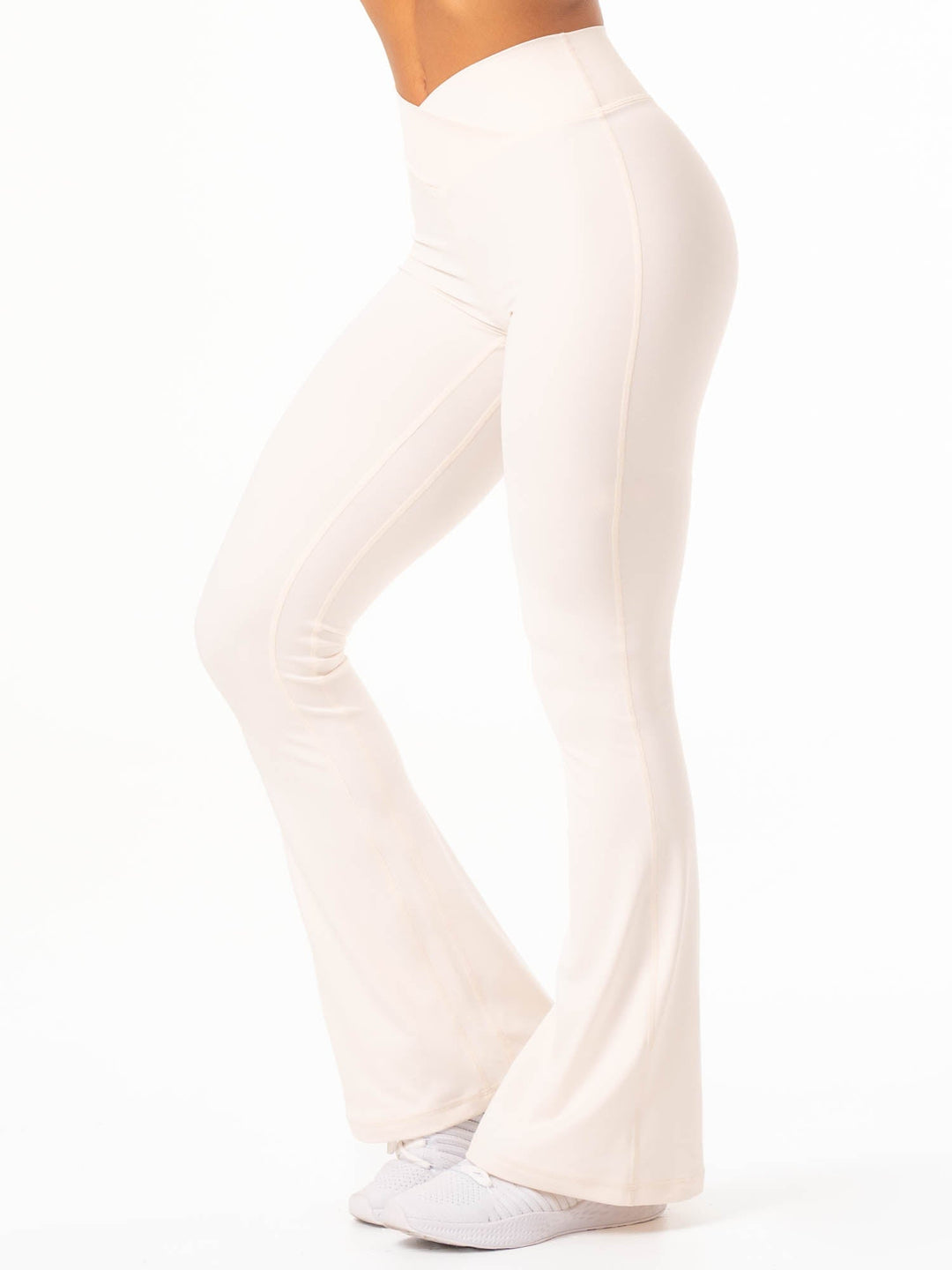 NKD Cross Waist Flared Leggings - Off White Clothing Ryderwear 