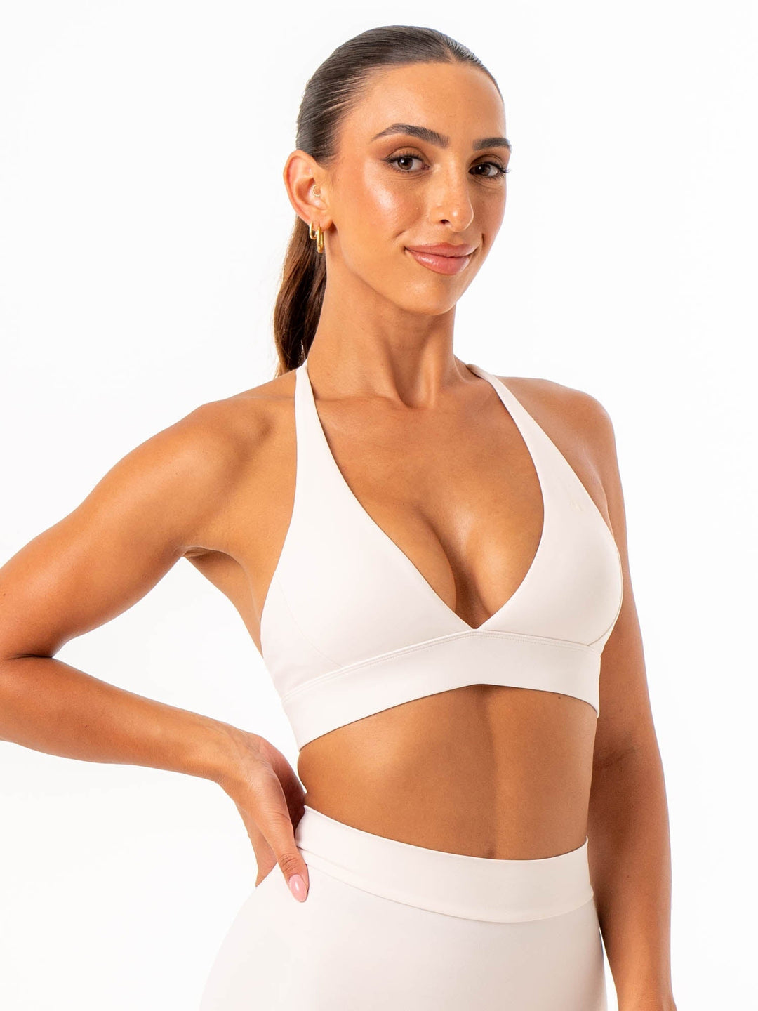 NKD Halter Sports Bra - Off White Clothing Ryderwear 
