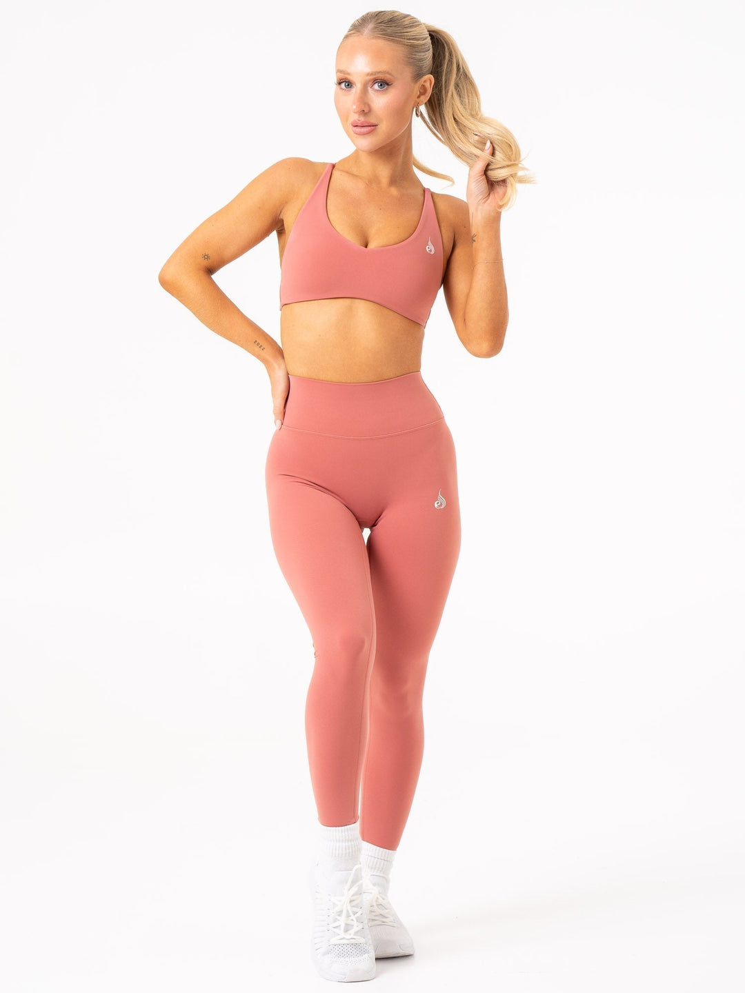 NKD High Waisted Leggings - Dusty Pink Clothing Ryderwear 