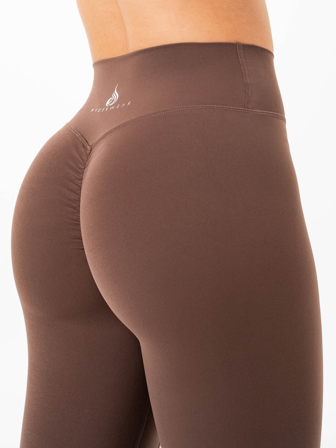 NKD High Waisted Scrunch Leggings - Chocolate Clothing Ryderwear 