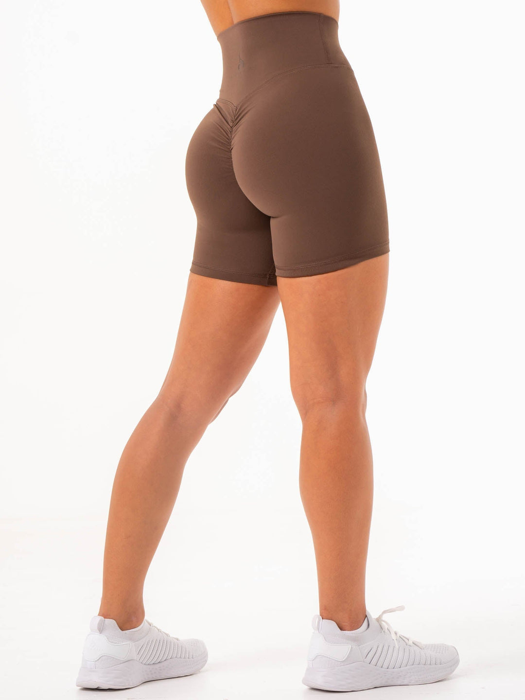 NKD High Waisted Scrunch Shorts - Chocolate Clothing Ryderwear 